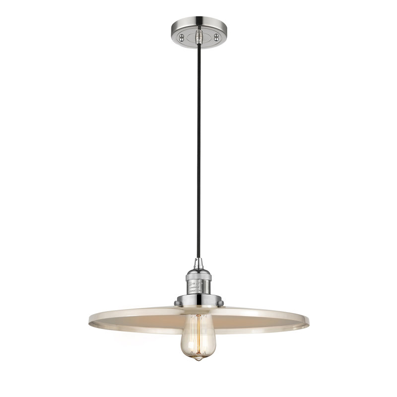 Luminaire suspendu simple à 1 lumière Appalachian, H 5,88 po x l 16 po x P 16 po, Nickel poli, Nickel poli