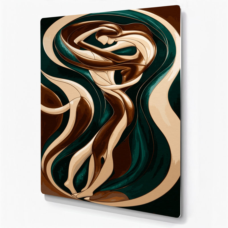 Abstrait art figuratif 46 métal vert, H 16 po x l 20 po