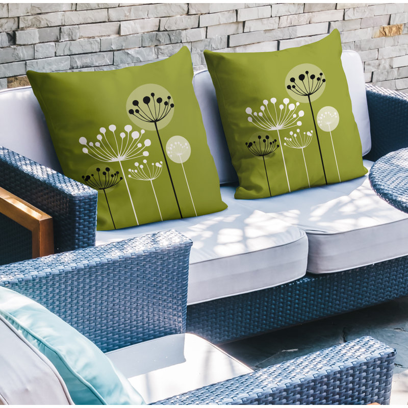 Housse et insert de coussin décoratif intérieur / extérieur en mélange de polyester, L 15 po x H 15 po, Chartreuse