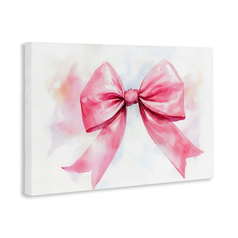 Watercolor Fade Pink Bow Canvas, design par Creative Studio, H 16 po x l 24 po