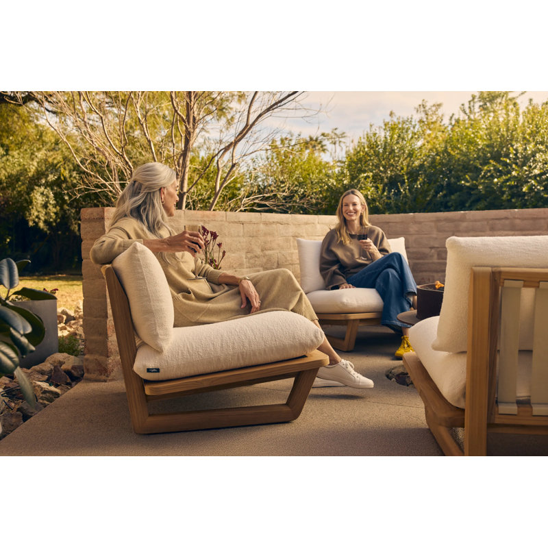 Outdoor Teak Lounge Chair, Sunbrella Berber Rib Dune, No