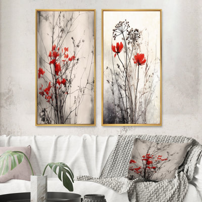 2 pièces sur toile - Red Gray Herb Garden