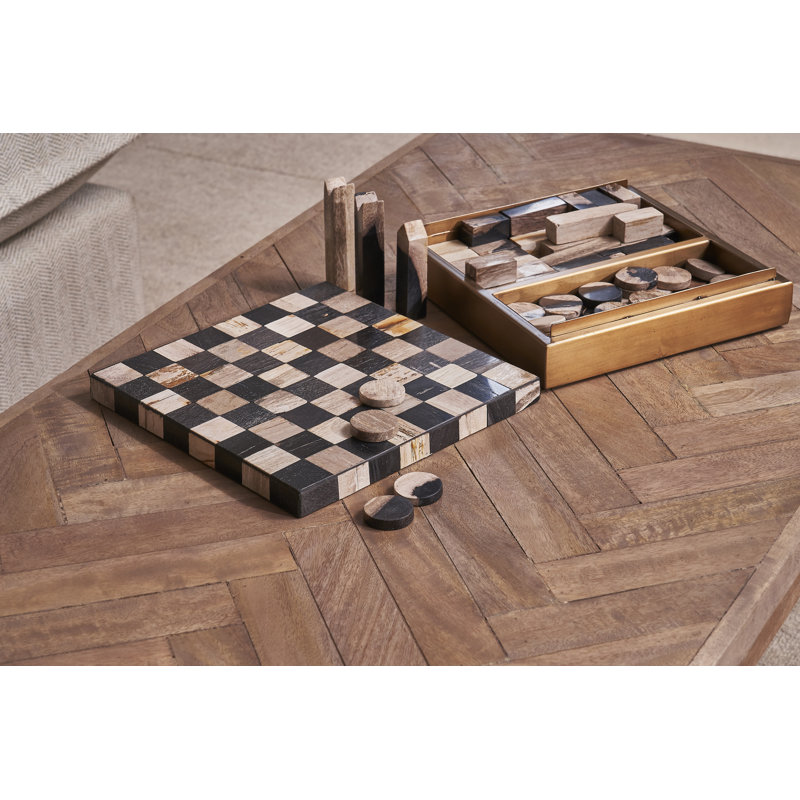 Petrified Wood Chess & Draughts Set