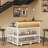 L-Shaped Home Bar Unit With Stemware Racks And LED Light, Bar Table With Storage