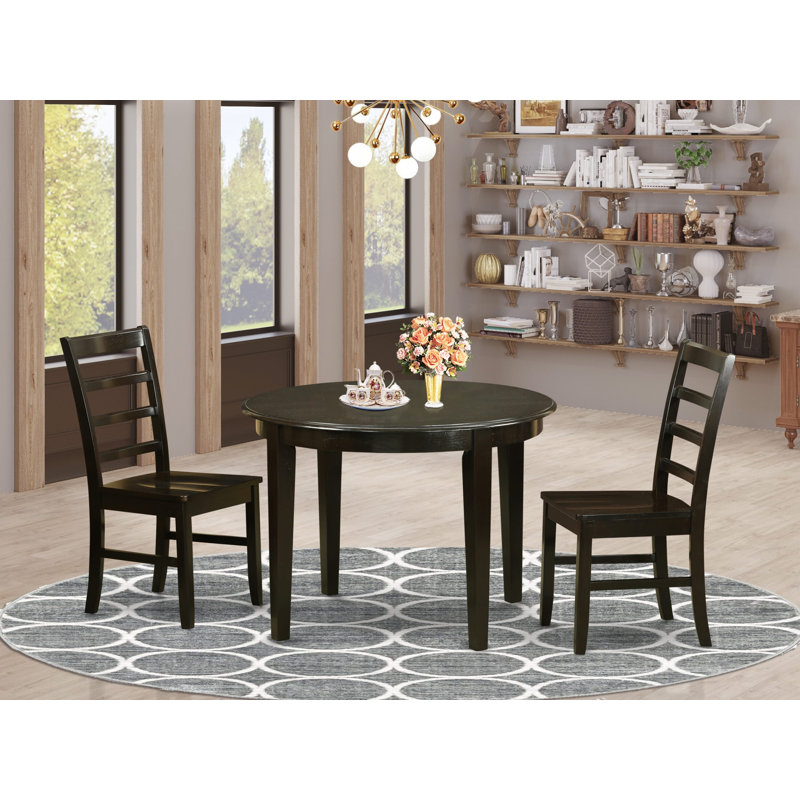3 Piece Dining Room Table Set Contains a Round Kitchen Table and 2 Dining Chairs, 42x42 Inch, Cappuccino, No