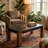 Viorela 45" Rectangular Coffee Table with Black Granite Veneer Top and Solid Brown Wood Legs-1858394504-1858394505