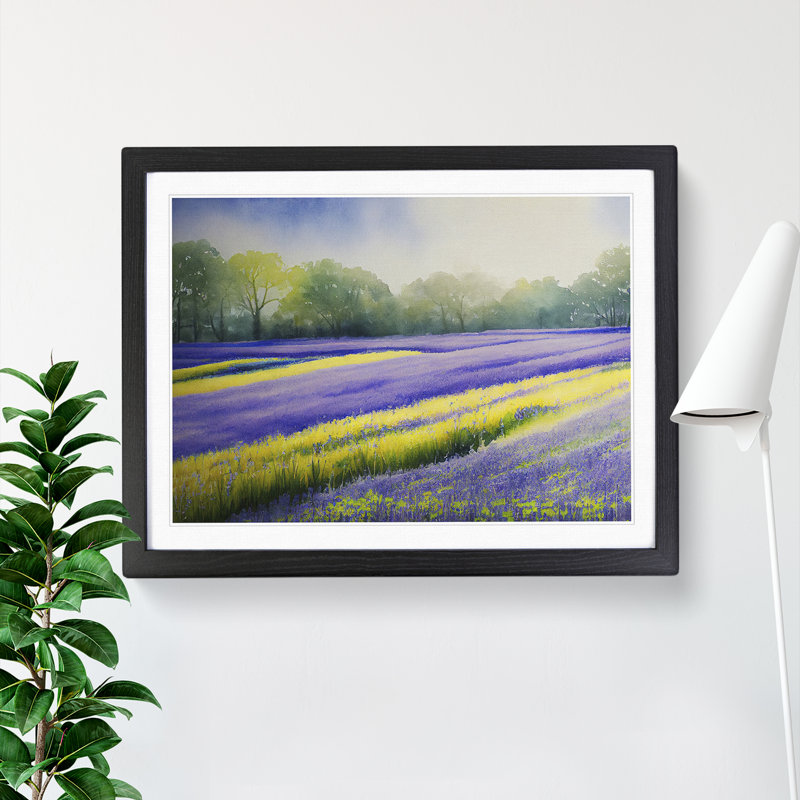 Serene Bluebell Field Vol.5 - Framed Print, Black , 46cm H x 64cm W x 2cm D