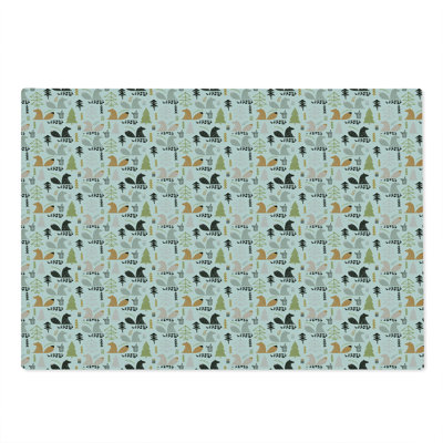 Ambesonne Nature Cutting Board Large Size Squirrel Trees Woodland Multicolor