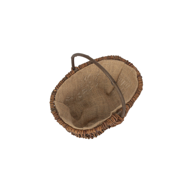 Wicker Willow Unpeeled Lined Garden Trug Basket, 23cm H x 29cm W x 20cm D