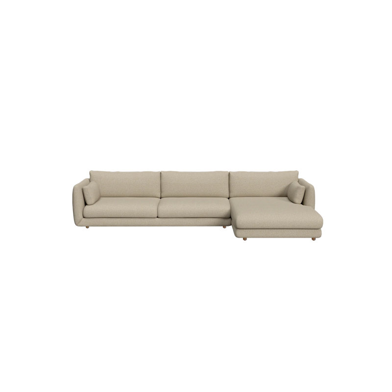 Bloom 2-Seater Sofa W/Chaise Lounge Right & Teak Legs, Light Brown Cane-line Lola, 31.2" H x 143.4" W x 67" D