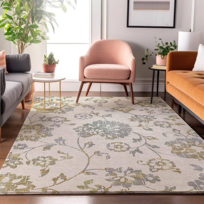 Premium Machine Washable Prisco Ivory Rug, Rectangle 2'6" x 3'10"