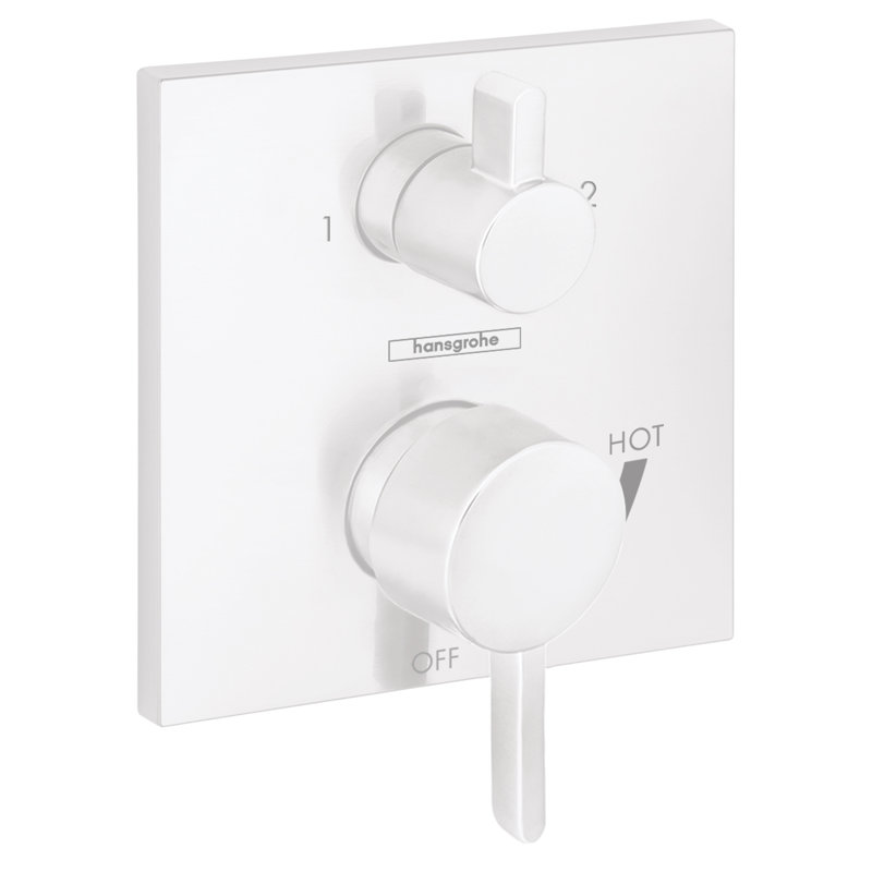 Ecostat Square Pressure Balance Shower Trim with Diverter Valve Trim Only, Matte White