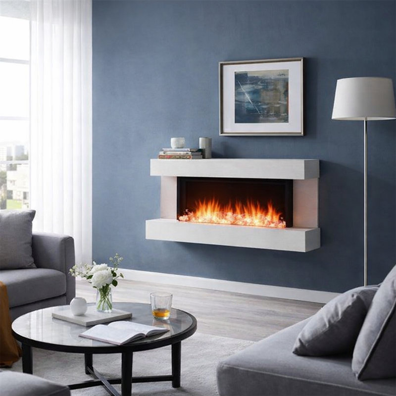 FLAMME Kingston Wall Mounted Electric Fireplace White with 3 Flame Colours and 13 Mood Lighting Options 1.8kW heater, White