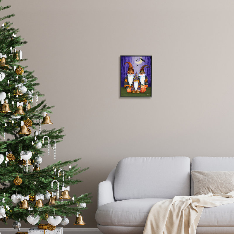 Trois gnomes d'Halloween par Paul Brent, H 14 po x l 11 po x P 1,5 po, Giclée encadrée noir minuit