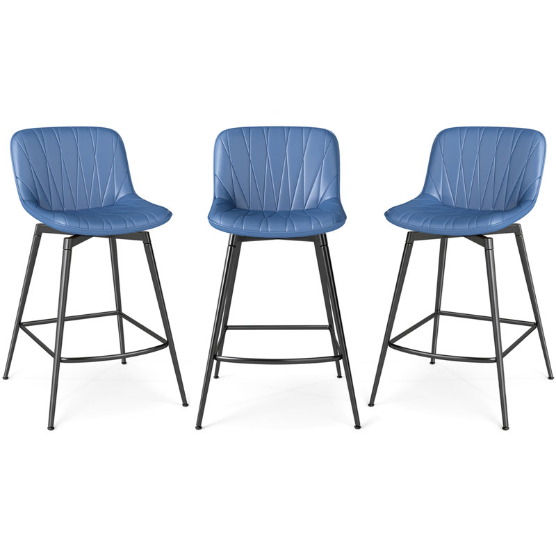 28inch Swivel Bar Stool| Hold Up To 500lbs, Blue, 3