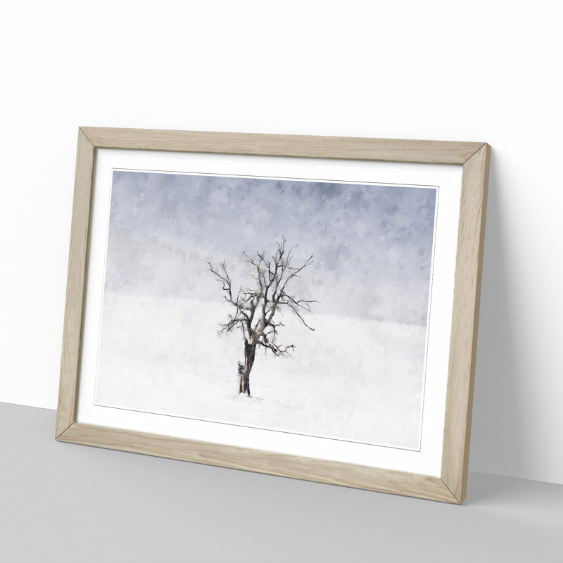 Winter Tree - Picture Frame Painting Print, 62cm H x 87cm W x 2cm D, Oak Framed