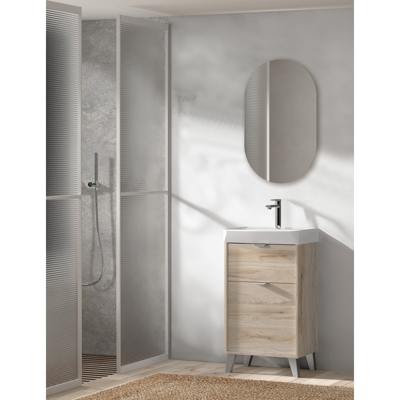 Meuble-lavabo autoportant 20 po avec évier 20 po, Naturel, Chrome