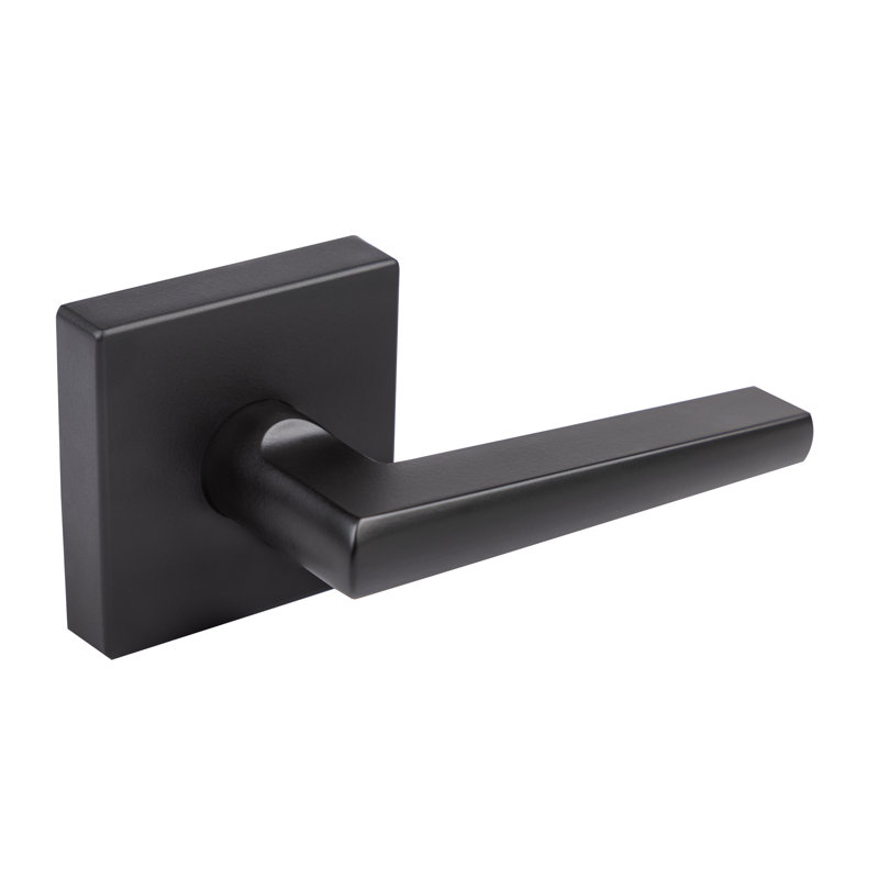 Levier de porte de passage avec rosette carrée Linea, Noir mat