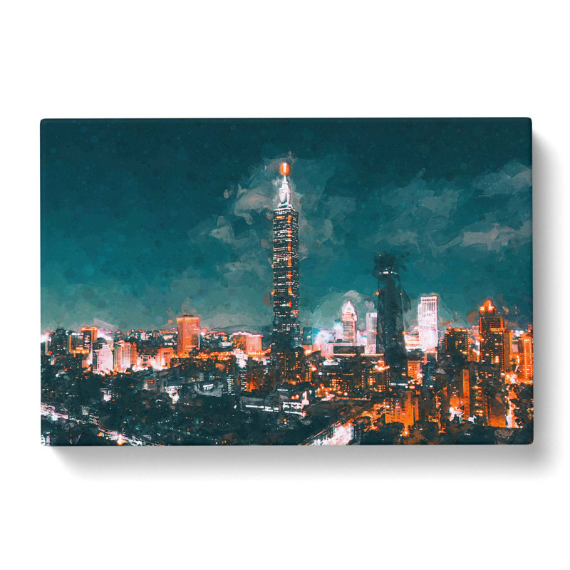 Taipei City Taiwan In Abstract - Wrapped Canvas Print, 50cm H x 76cm W x 3cm D
