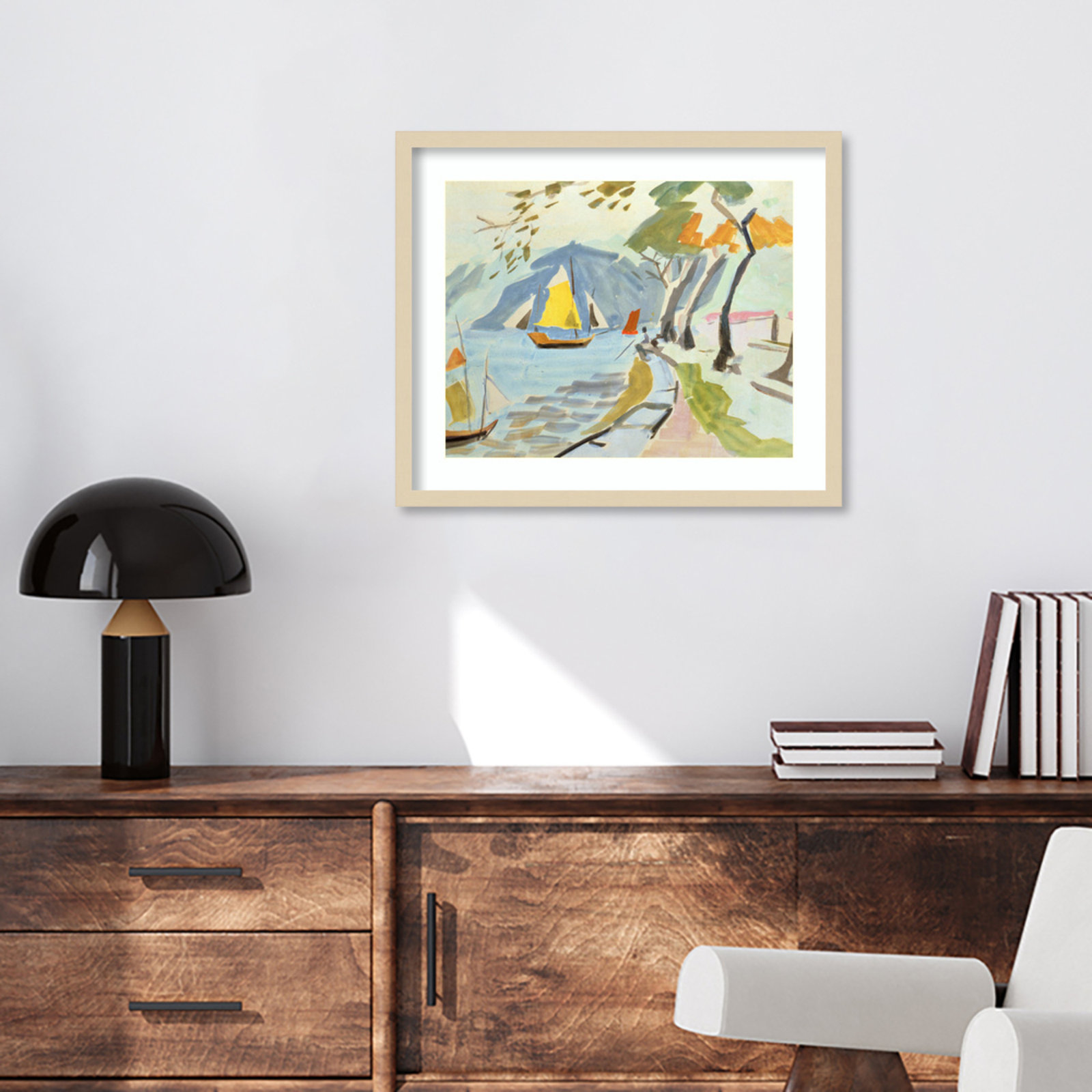 Macau Shoreline Framed On Paper by Anne Durham Print, 21" H x 25" W x 1" D, Brown