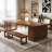 Nut-brown Rectangular Solid Wood with 2 drawers Executive Desk-121429659