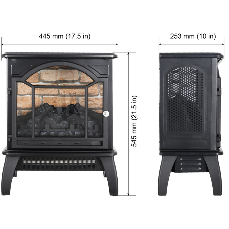 Foyer électrique avec télécommande - 18 pouces, 1500 W, 4 réglages de luminosité, fonction de minuterie, flamme 3D sécuritaire de 18 po 5000 / H, double protection, portable, durée de vie de 50000 heures