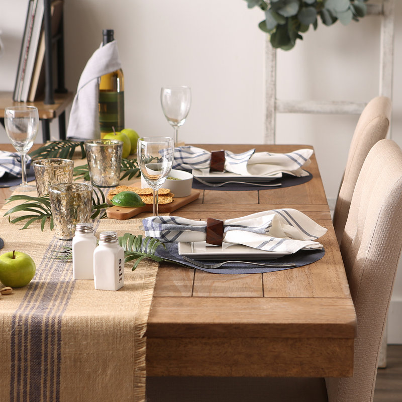 Canas Vinyl Round Placemat, Stonewash Blue