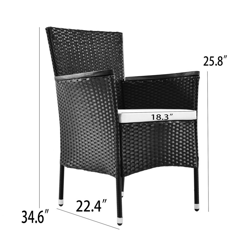 Ensemble de conversation avec coussins 7 pièces, Noir