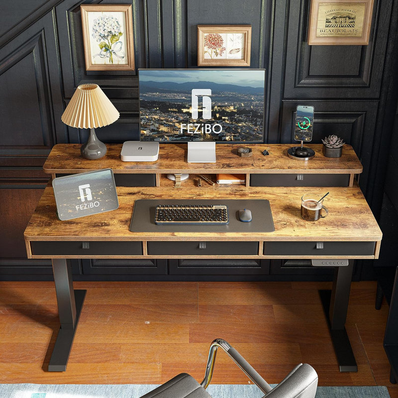 Schwenk 47.4'' W Height Adjustable Rectangle Standing Desk, 47" H x 55" W x 24" D, Black