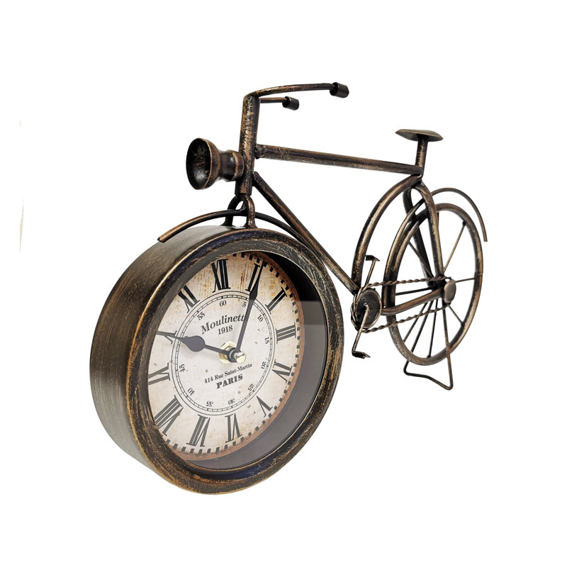 Roman Numeral Stainless Steel Quartz Movement / Crystal Tabletop Clock in Bronze
