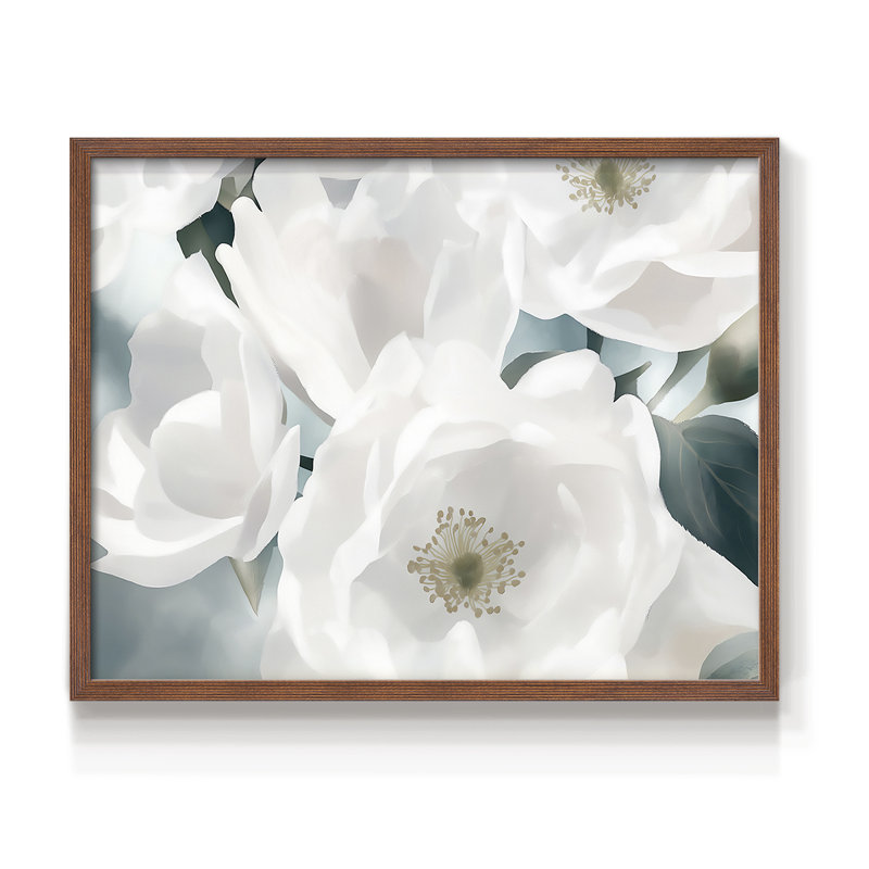 Série florale - XVIII - Reproduction encadrée - Restickable, H 22 po x l 28 po, Noyer