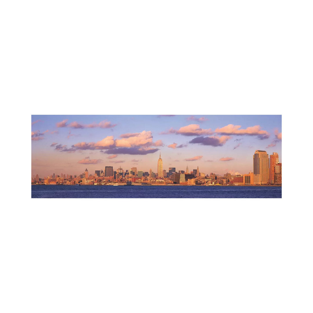 New York Panoramic Skyline Cityscape (Evening) by Unknown Artist - Wrapped Canvas Panoramic Print