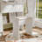 53.2" Vanity Desk With Lighted Mirror, 4 Drawers And Shelves, Makeup Vanity Table With Cushioned Stool For Bedroom Dressing