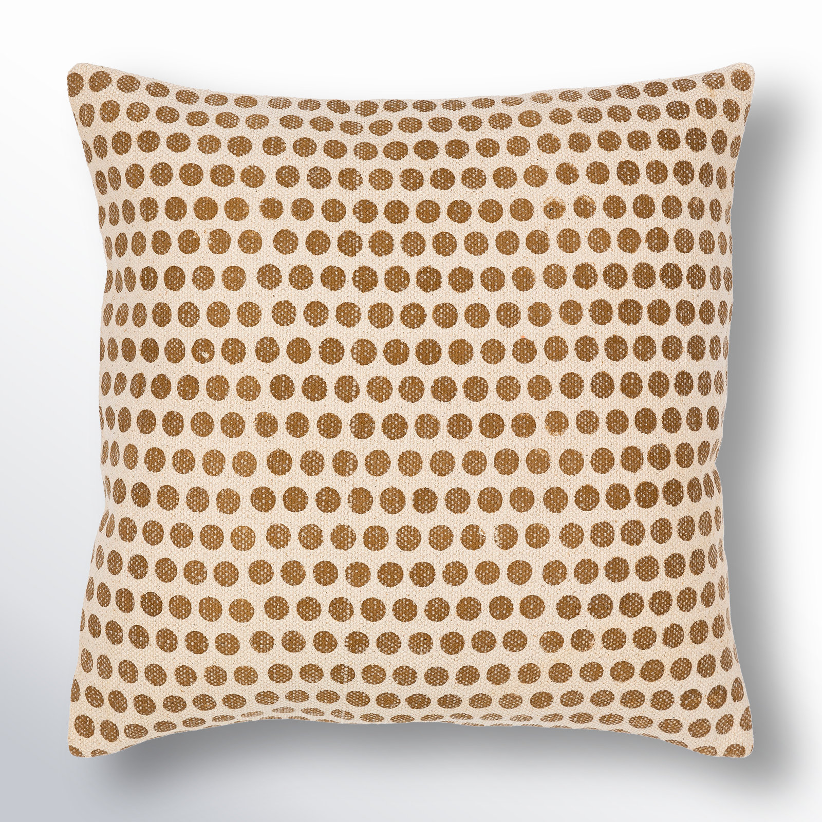 Zetta Polka Dots Cotton Throw Pillow, Light Beige/Tan, 18" x 18", Pillow Cover Only - No Insert