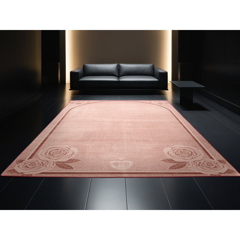 Soft Plush Farrer Valentines Modern & Contemporary Abstract Area Rug in Pink – Rose Binding, 5x8