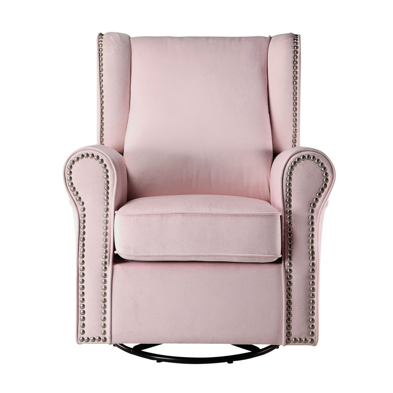 Chaise pivotante à accoudoirs roulés avec têtes de clou