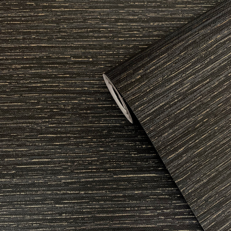 Lustre Smooth Sheen Weave Wallpaper Roll, Black
