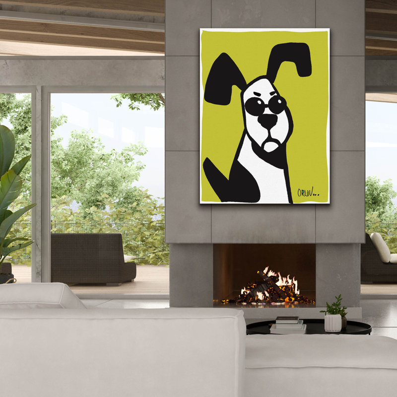 'Dog on Chartreuse' by Irena Orlov, Canvas Wall Art, 54" H x 40" W x 1.5" D