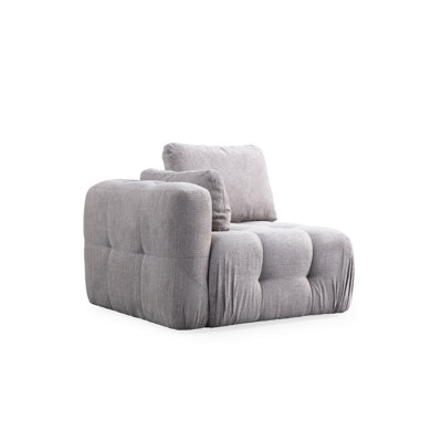 Élégant canapé 1 place, gris clair, 39,4 x 39,4 x 25,6 pouces | Structure en bois de hêtre durable et en carton, tissu 100% polyester | Rembourrage en mousse souple à 28 bandes et à 24 bandes de plumes | Comprend des coussins de 20 po x 20 po | Parfait pour le salon et les petits espaces