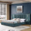Structure de lit rembourrée avec tête de lit élargie, table de chevet intégrée et lampes réglables pour les chambres à coucher modernes-616481364-616481363