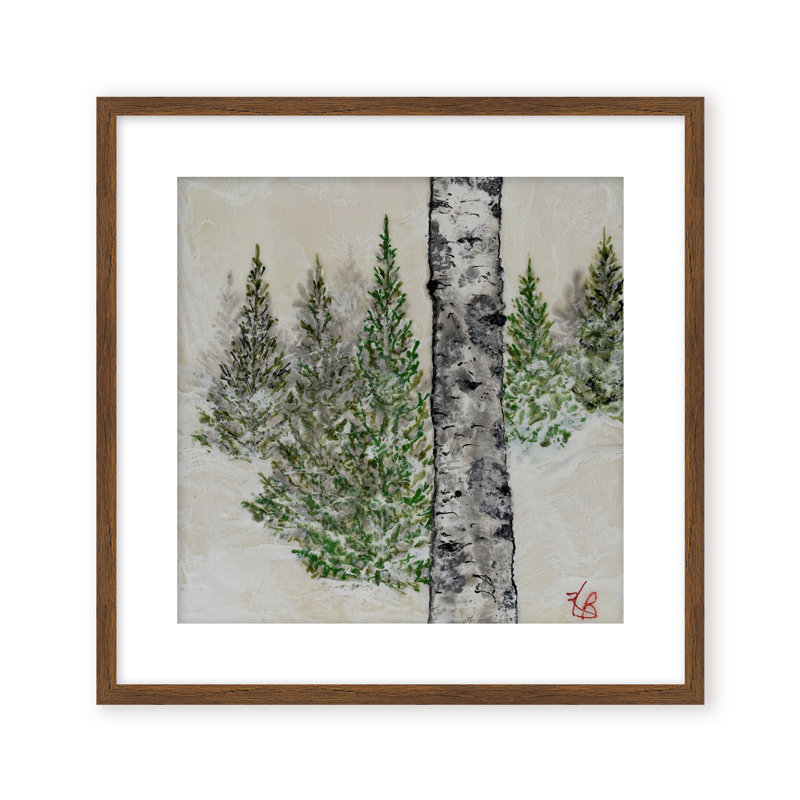 Nature Inspired "Wintered Pines" Canvas Wall Art By , 30" H x 30" W, Framed Print, Black