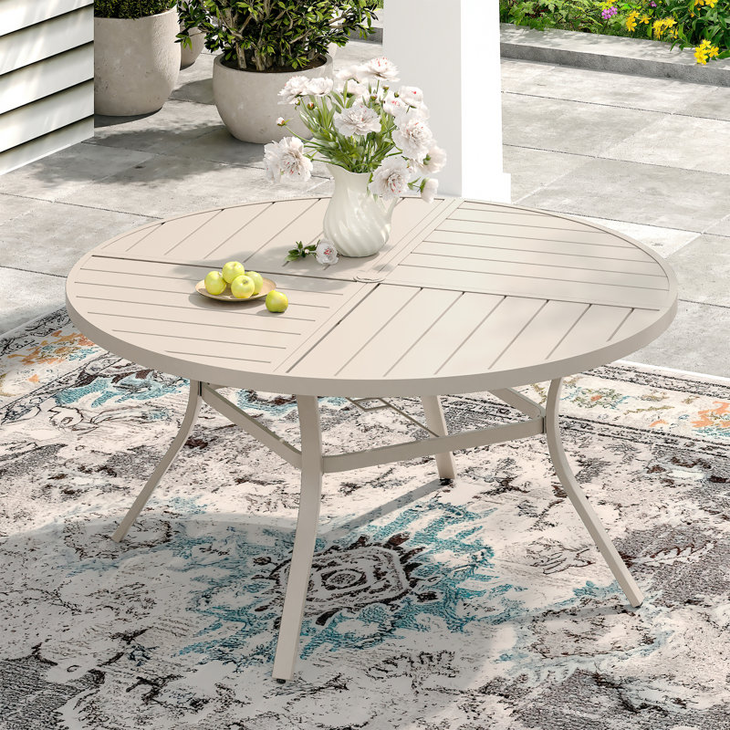 Table de salle à manger d'extérieur, H 28,3 po x L 53,1 po x l 53,1 po, Crème / crème
