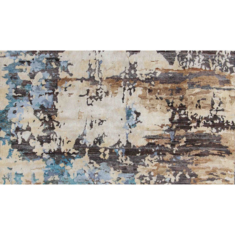 Rectangle 181 cm x 244 cm Geometric Hand Knotted Area Rug
