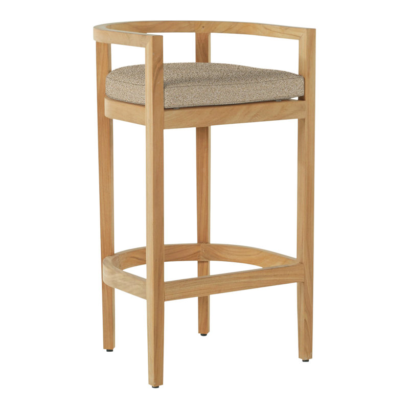 Tabouret de bar en teck 30 po Santa Barbara - Huître, Welt, Huître teck, Toile sable