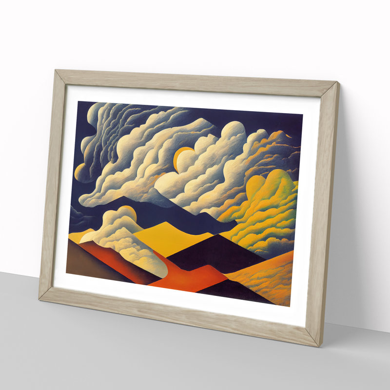 Effervescent Clouds Abstract - Single Picture Frame Painting, 25cm H x 34cm W x 2cm D, Oak