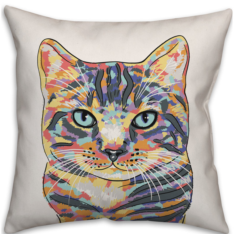  Coussin Cat, Polyester/Mélange de polyester, 18 po x 18 po