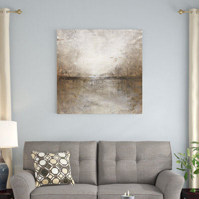 «Soft Square Landscape White Drips», reproduction d'art sur toile tendue