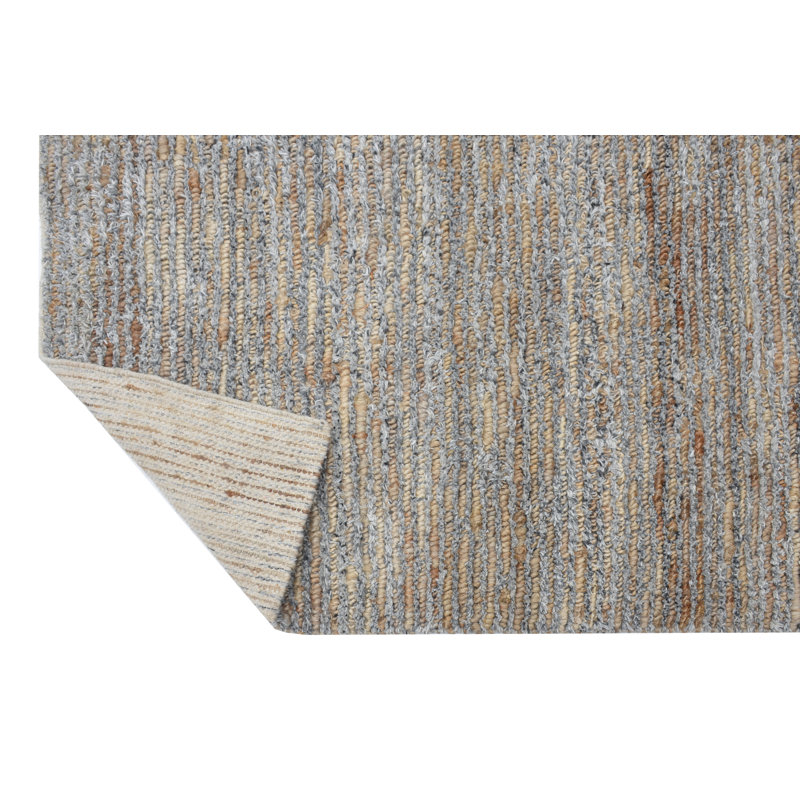 Tapis ivoire tissé à la main Tsamis, Argent / Naturel, Rectangle 6 pi x 9 pi