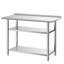 Table de travail en acier inoxydable, table de préparation des aliments de 24 x 48 pouces avec 2 tablettes et dosseret, poste de travail de cuisine commerciale, table de travail utilitaire en métal robuste, pour l'extérieur du garage de l'hôtel