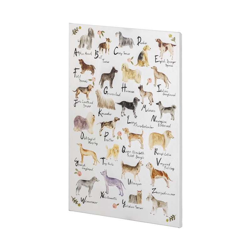 Toile texturée «Dog Alphabet» par Melissa Wang, H 54 po x l 36 po x P 1,5 po